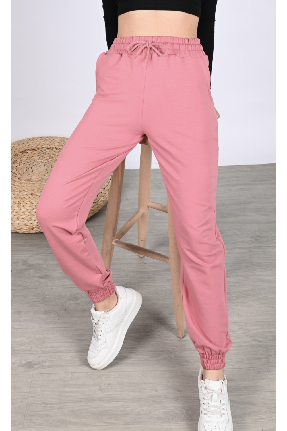 Pantaloni lungi de trening de culoare roz din bumbac